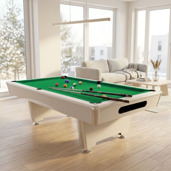 Бильярдный стол для пула Dynamic Billard Triumph Plus 8 футов (матово-белый) в комплекте с плитой, аксессуары + сукно