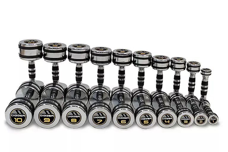 Комплект хромированных гантелей 10 пар от 1 до 10 кг Hasttings Digger HD51D5B-1-10
